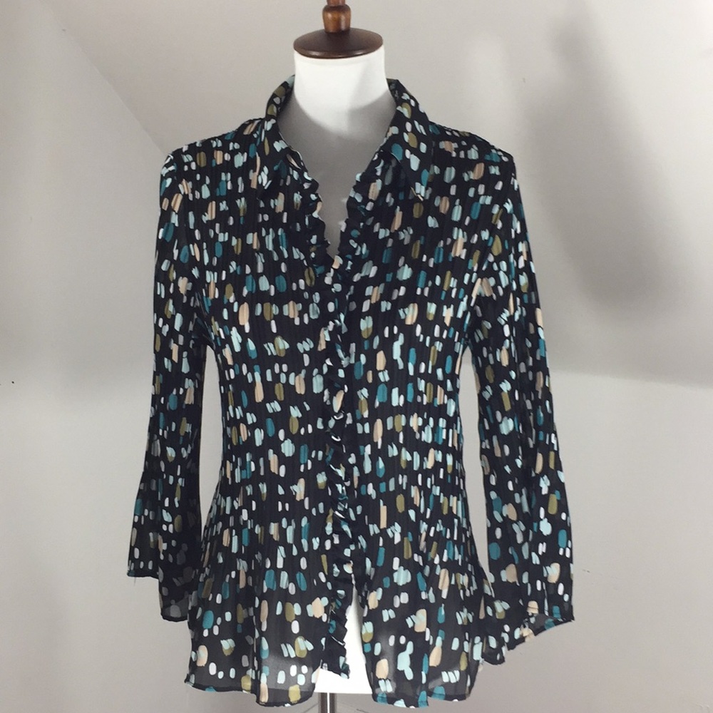 Crinkle pleated lightweight blouse